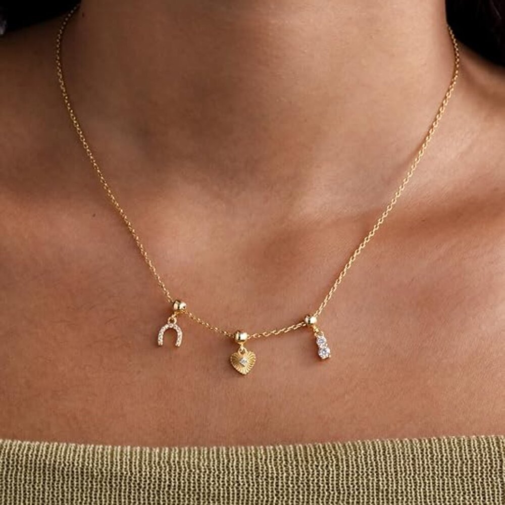 Neiman Marcus 14K Gold Plated HorseshoeCharm Necklace